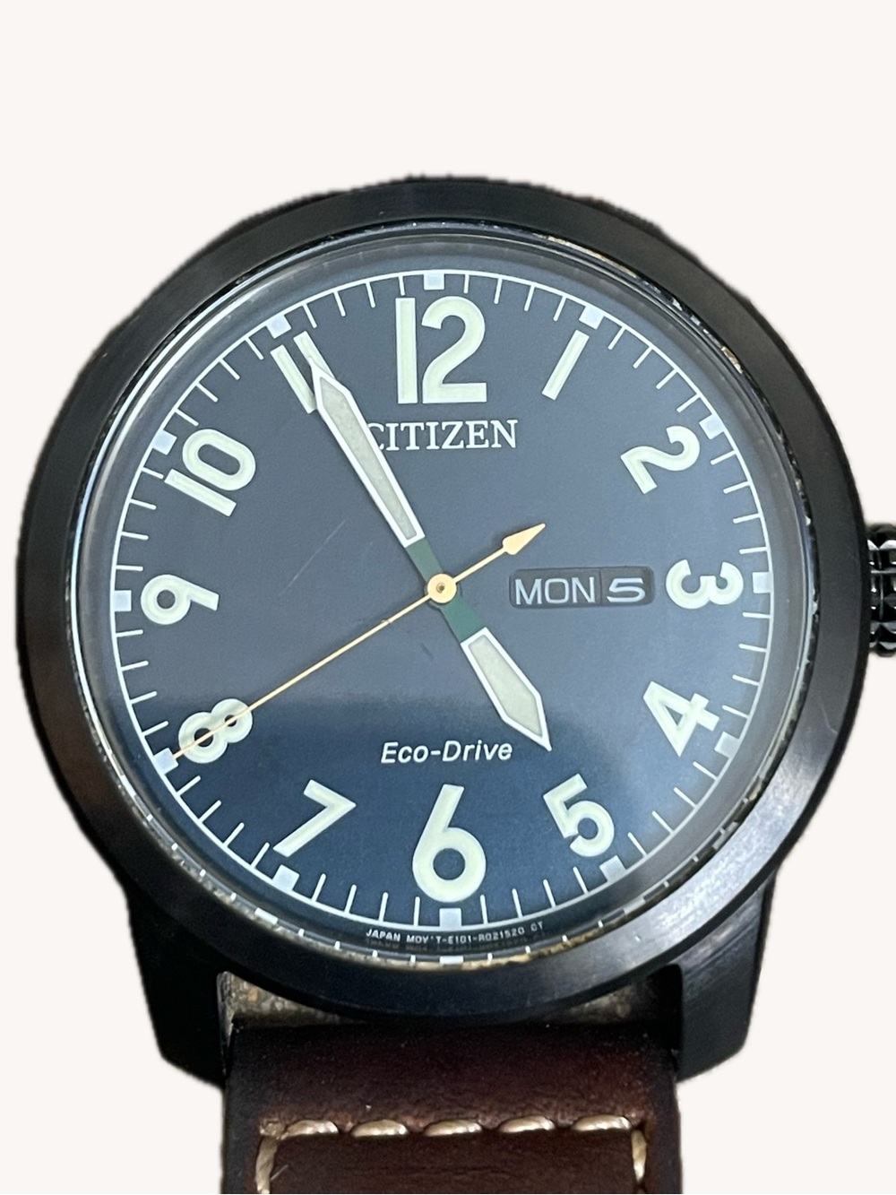 Citizen Men's Blue Face Dial Watch with Brown Leather Strap (Glow In The Dark) - Picture 2 of 10